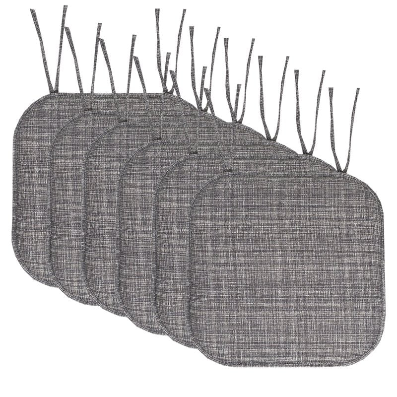 Memory Foam Non-Slip Chair Cushion Pad with Ties - 6 Pack, Multi Gray