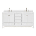Ariel Cambridge 73-Inch Double Sink Vanity with White Quartz Countertop - White Variation