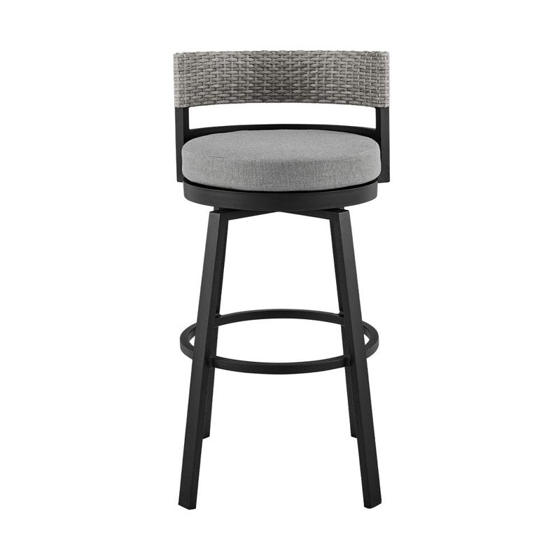 Encinitas 26" Aluminum Outdoor Counter Stool - Dark Gray/Black