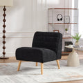 Black Armless Accent Chair - Upholstered Chenille with Rubber Wood Legs