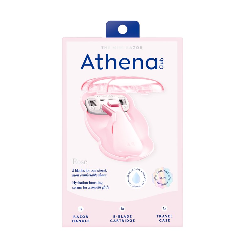 Mini Travel Razor for Women, 5-Blade Cartridge with Vented Case, Rose