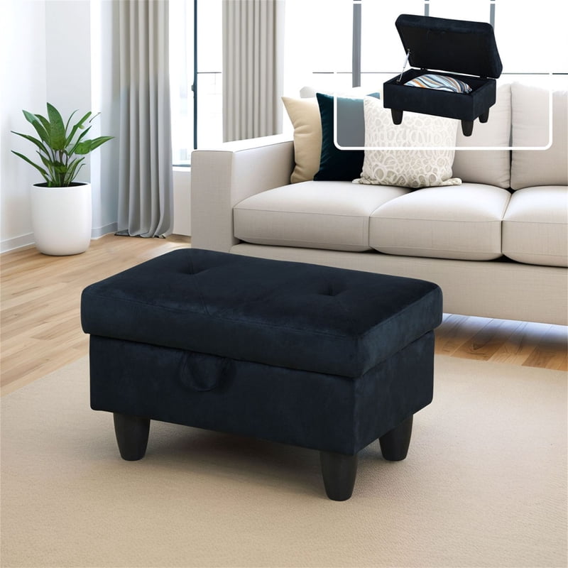 Lift-Top Storage Ottoman Bench - Flannel Upholstered, Multiple Colors
