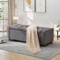 48" Upholstered Storage Ottoman Bench - Faux Linen, Multiple Colors