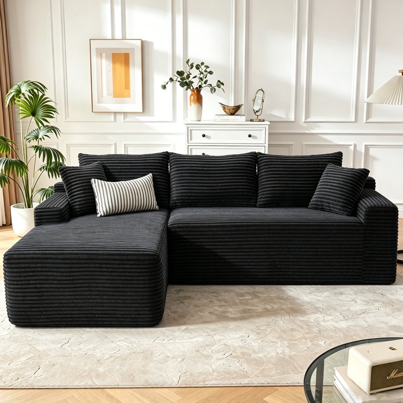 96" Modular Cloud Sectional Sofa - L-Shaped Deep Seat Couch