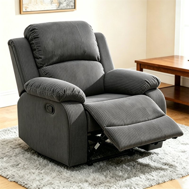 Manual Recliner Chair - Plush Armchair for Living Room & Bedroom