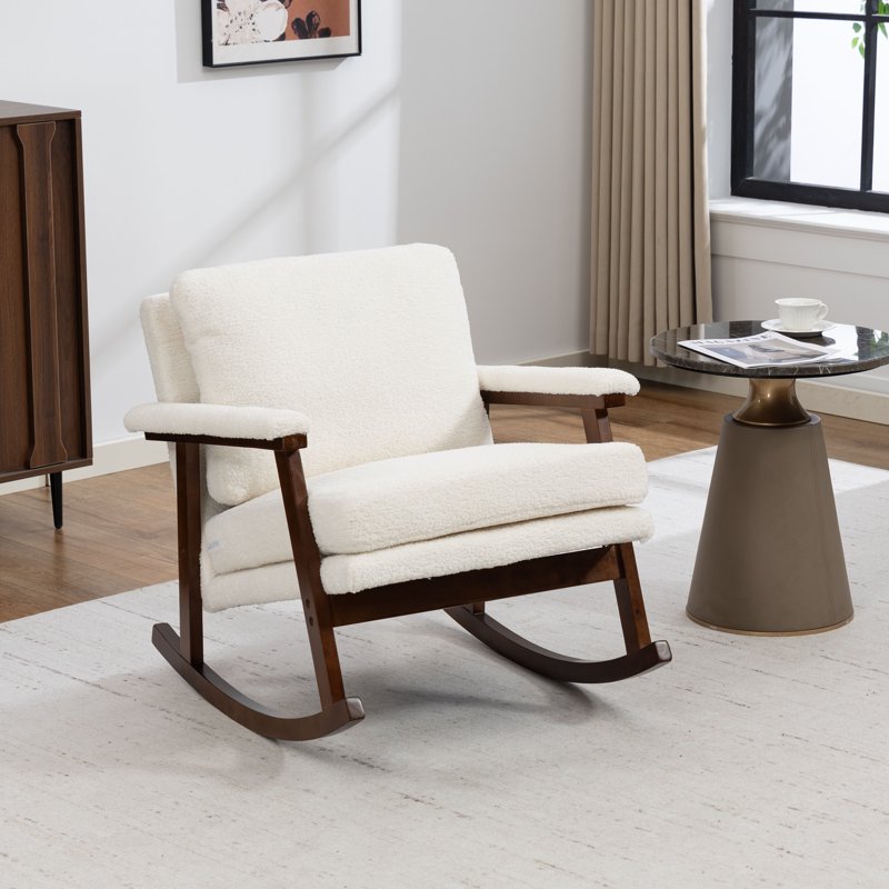 Upholstered Accent Rocking Chair with High-Density Foam Cushion
