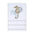 Farmhouse Shell Hand Towel - White Cotton with Embroidery