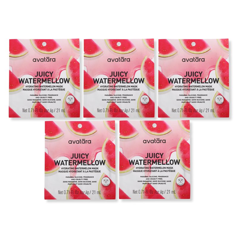 Watermelon Hydrating Sheet Face Masks - 5 Pack for Dewy Glowing Skin