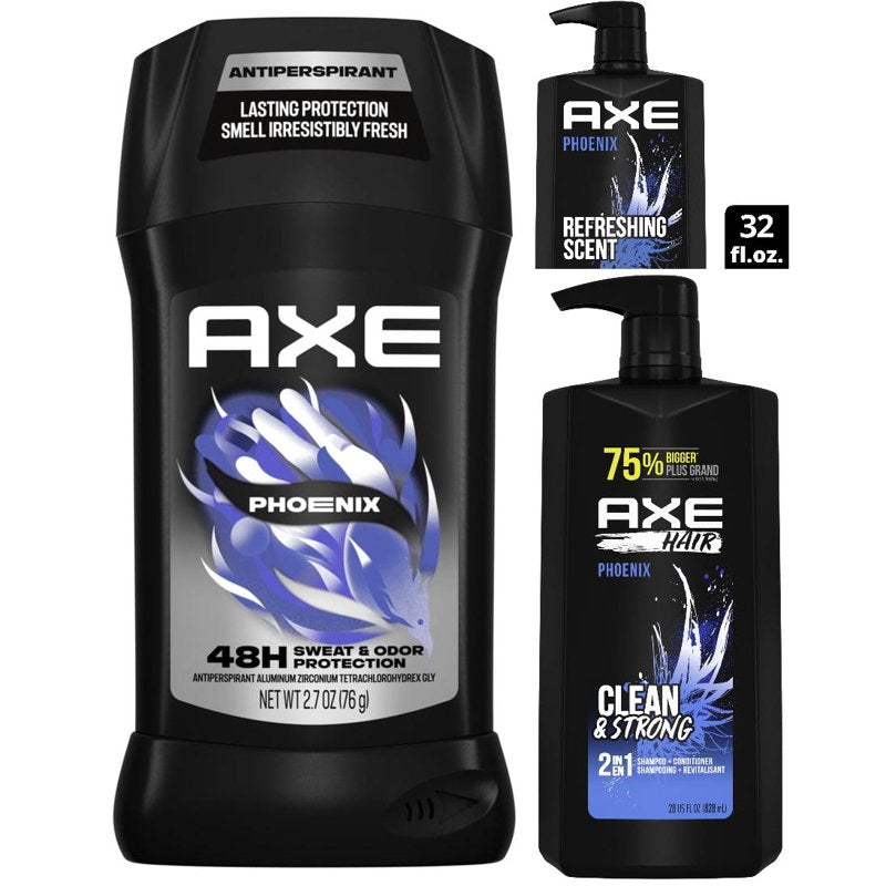 Phoenix Grooming Set: Body Wash, 2-in-1 Shampoo & Conditioner, Deodorant Stick