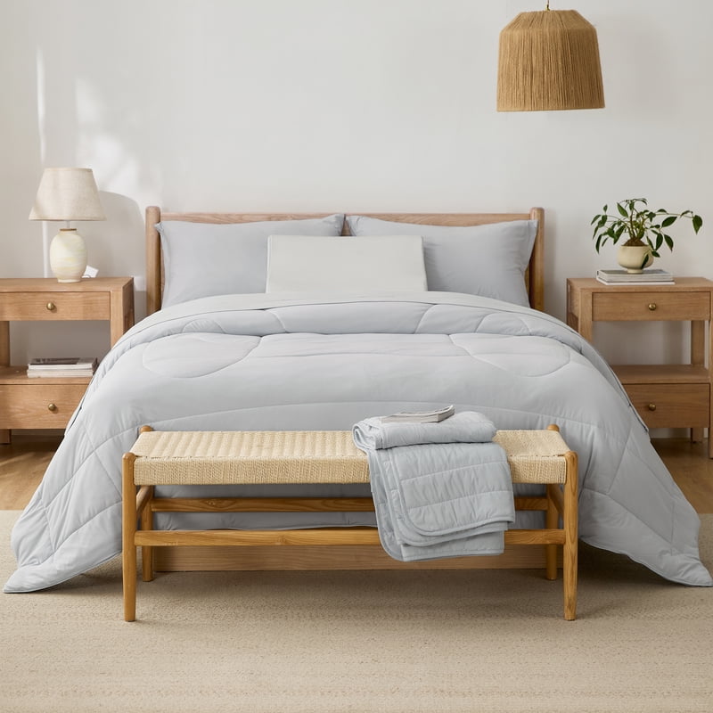 Grey Oversized Cooling Throw Blanket - Super Soft, Breathable, 50x70