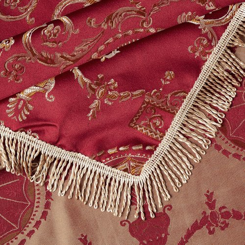 Violet Linen Prestige Damask Design Tablecloths, 60" X 140", Burgundy