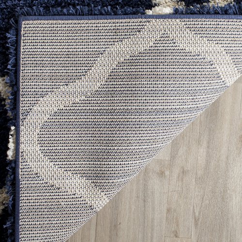 SAFAVIEH Hudson Shag Collection Accent Rug - 2' x 3', Navy & Ivory, Trellis Design, Non-Shedding & Easy Care, 2-inch Thick Ideal for High Traffic Areas in Entryway, Living Room, Bedroom (SGH283C)