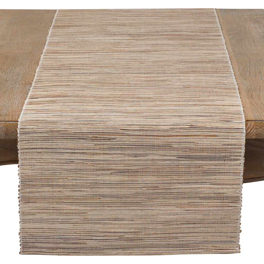 Saro Lifestyle Melaya Collection Shimmering Woven Nubby Table Runner, 14"x54", Natural