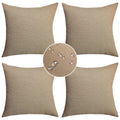 Demetex Outdoor Linen Pillow Covers 18x18 Waterproof Square Throw Pillow Covers Farmhouse Pillow Cases for Balcony Porch Patio, Set of 4, 18 x 18 Inch, Linen