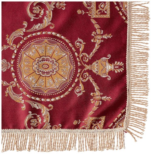 Violet Linen Prestige Damask Design Tablecloths, 60" X 140", Burgundy