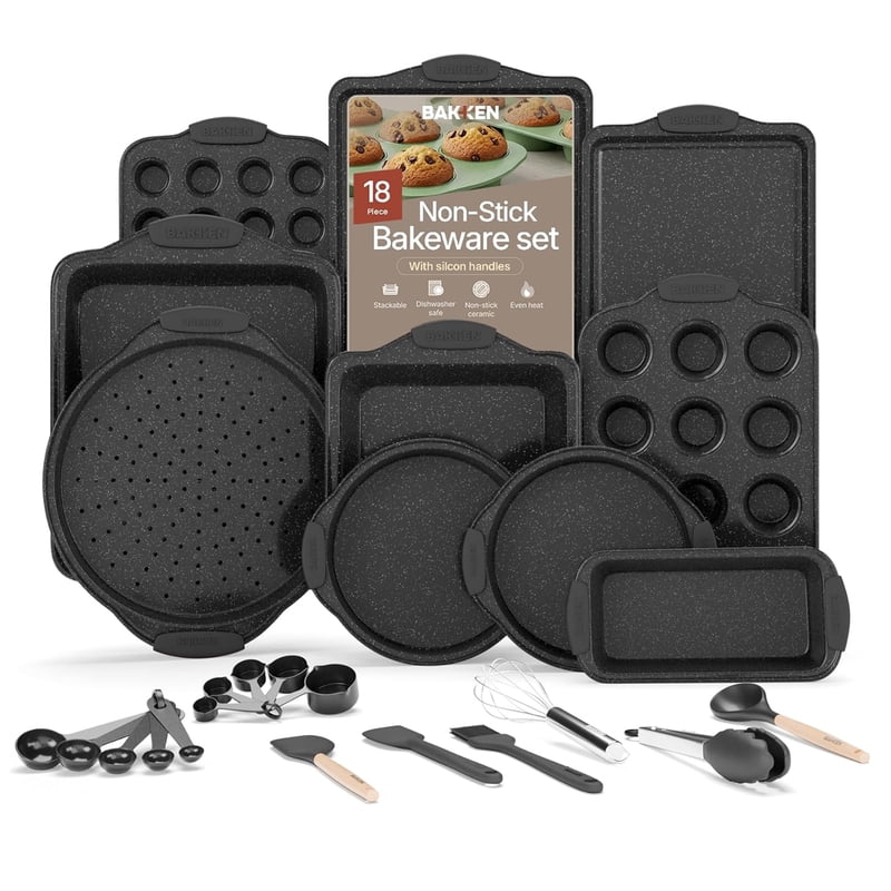 18-Piece Nonstick Baking Set with Gray Marble Coating