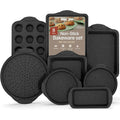 8-Piece Nonstick Baking Pans Set - Gray Marble Bakeware