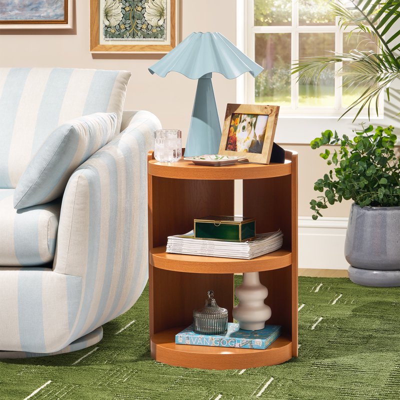 Compact Mid-Century Modern End Table with Drum Shape