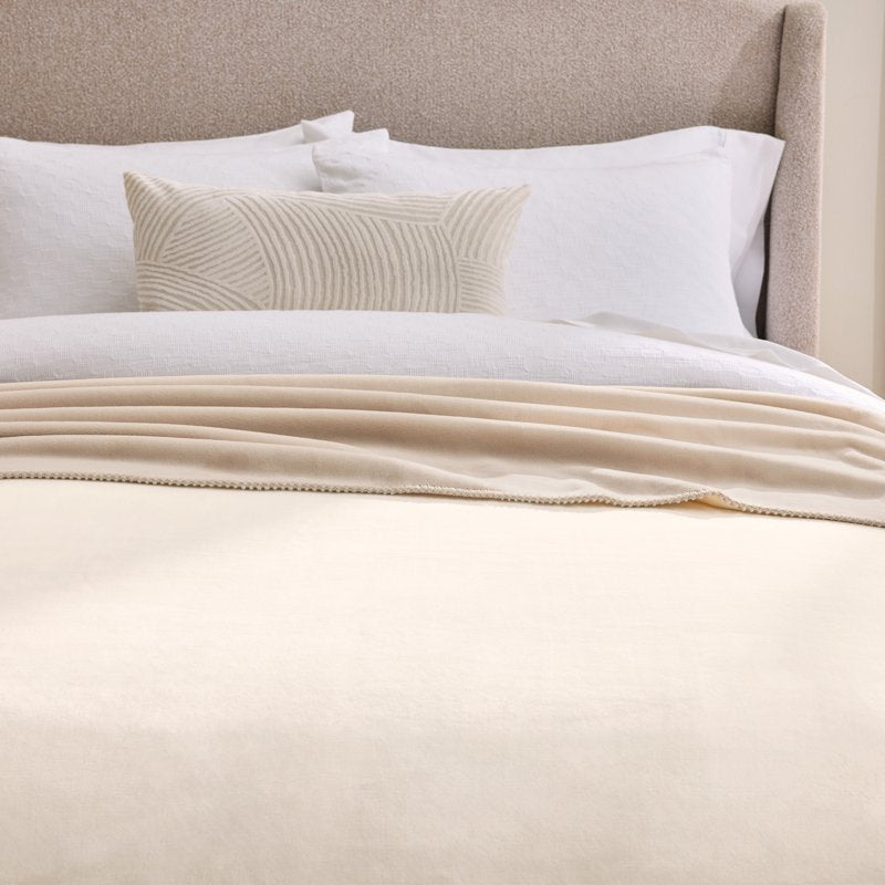 King Size Bonded Plush Bed Blanket - Ultra Soft Reversible Bedding, Vanilla