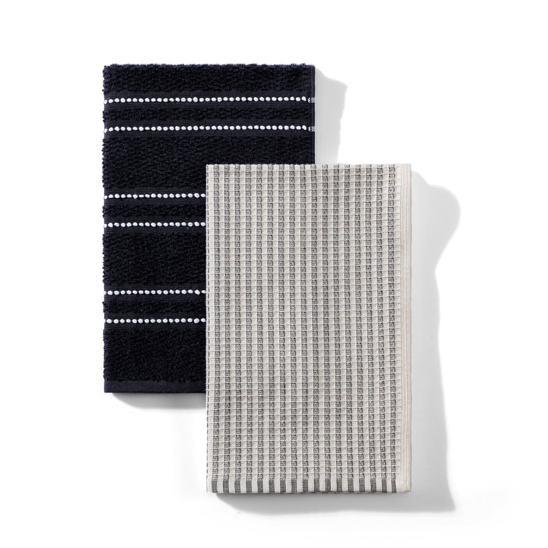 Rich Black Kitchen Towel Set - 2-Pack, Soft & Absorbent