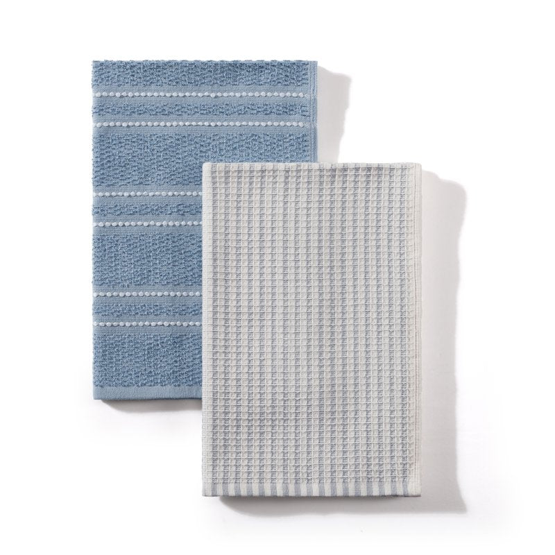 Blue Cotton Kitchen Towel Set - Soft & Absorbent, 2-Pack