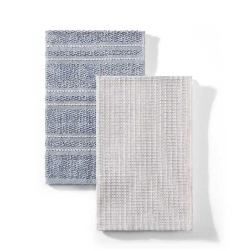 Soft Silver Kitchen Towels 2-Pack - Absorbent Cotton