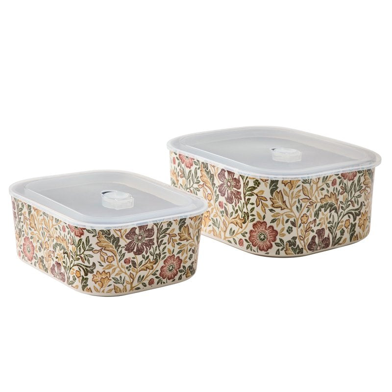 4-Piece Floral Stoneware Baking Dish Set with Lids