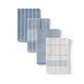 Kitchen Towel Set - Blue Silver Cotton Textured 4-Pack, 18x28 Inches