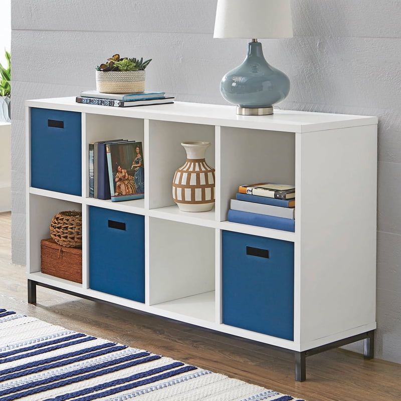 8-Cube Organizer Bookcase with Metal Base - Multiple Colors