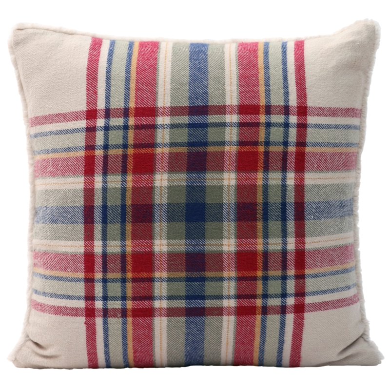 20x20 Inch Beige Tartan Plaid Decorative Throw Pillow - Cozy Rustic Accent
