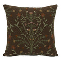 Brown Floral Embroidery Decorative Throw Pillow 20x20 for Indoor Use