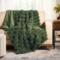 Reversible Faux Fur & Micromink Throw Blanket - Channel Cypress Tree Pattern, 50x72 in - Violet Gem