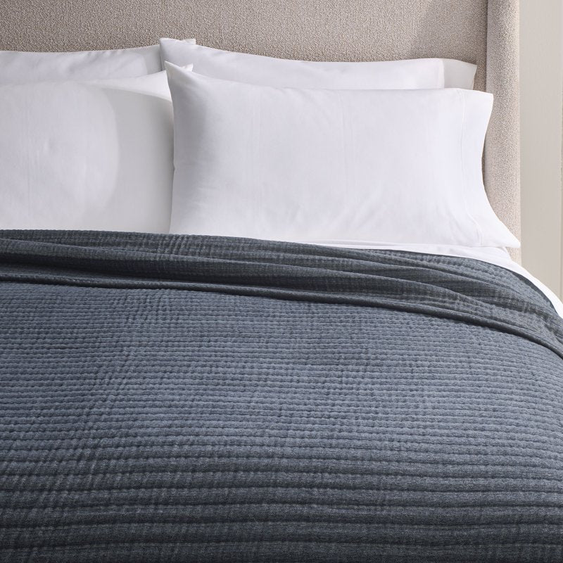 King Size Chenille Gauze Bed Blanket - Microfiber & Cotton Blend, Easy Care, Greystone