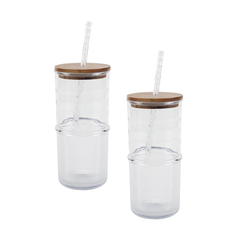2-Piece Clear Ribbed Tritan Sipper Set - Clear