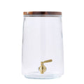2 Gallon Glass Beverage Dispenser with Wood Lid - Clear