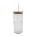 22-Ounce Clear Ribbed Tritan Tumbler with Acacia Wood Lid and Straw
