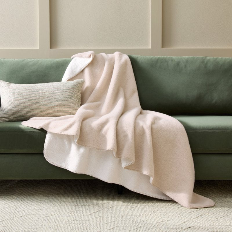 Papyrus Beige Faux Wool & Faux Fur Reversible Throw Blanket - Better Homes & Gardens, 50x72"