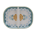 Floral Divided Serving Tray - Reusable Bamboo Melamine 13.35" x 10"