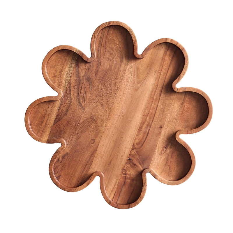 Floral Acacia Wood Serving Platter - Durable & Eco-Friendly