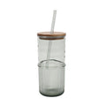 22-Ounce Green Ribbed Tritan Sipper Tumbler with Straw & Wood Lid