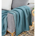 Oversized Reversible Gauze and Cozy Knit Throw Blanket - Nimbus Blue