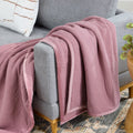 Oversized Reversible Gauze Knit Throw Blanket - Violet Gem