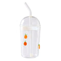 16 oz Glass Tumbler Sipper with Lid & Straw - Orange