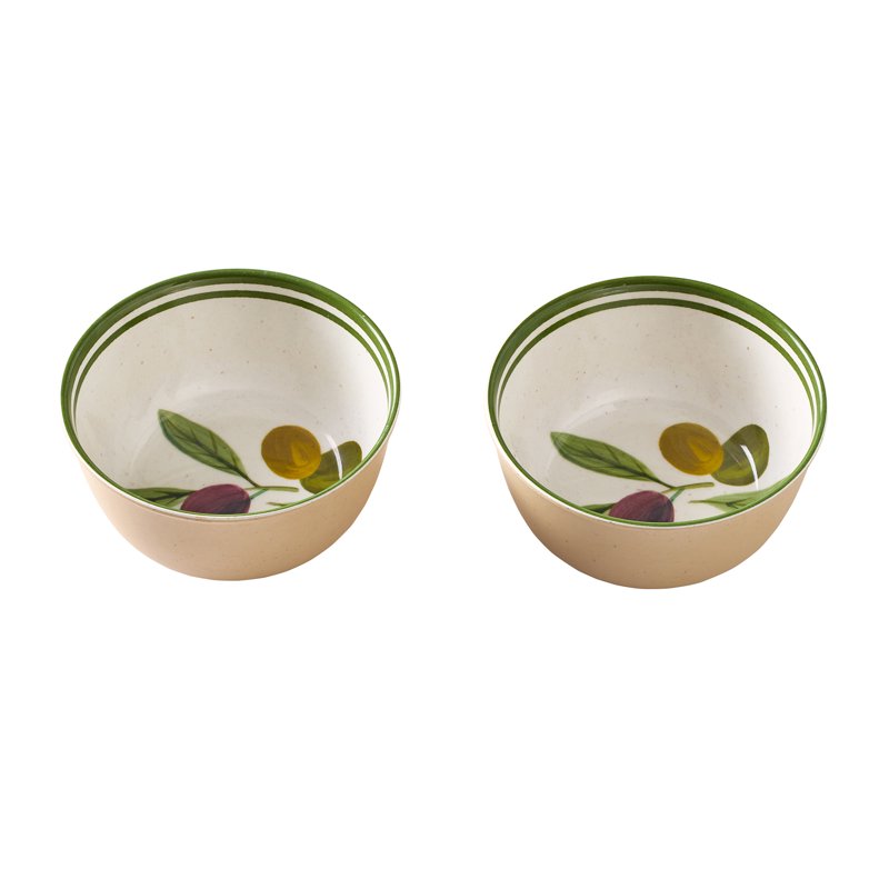 14 oz Reusable Bamboo Melamine Dip Bowl Set - Olive (2 Count)