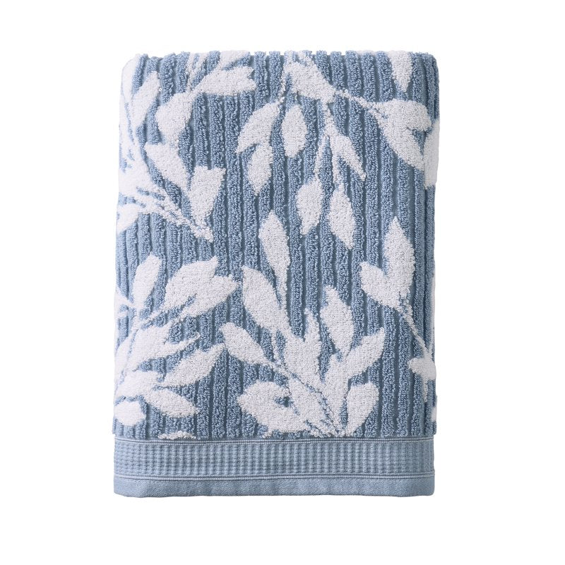 Soft Floral Bath Towel - Blue Silver/Arctic White - 30x56 Inches - Absorbent & Fade Resistant
