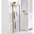 Freestanding Acacia Wood Towel Ladder - 4 Tiers, Light Honey Finish - Space Saving Bathroom Organizer with Shelf