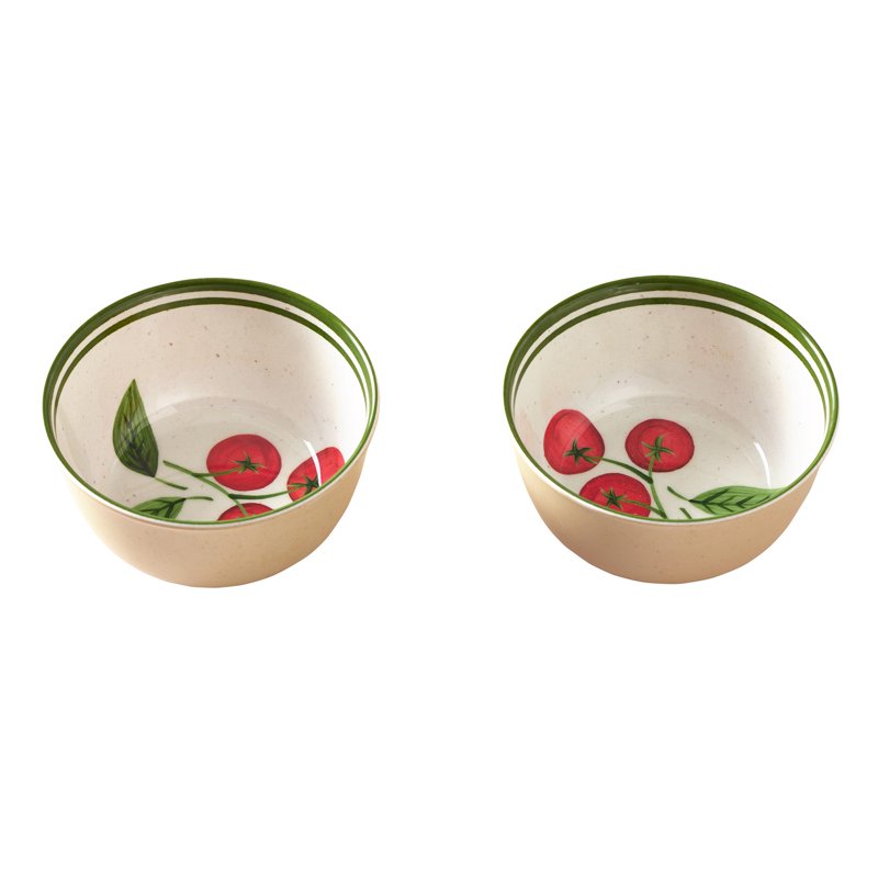 Tomato Print Reusable Bamboo Melamine Dip Bowl Set - 14 oz (2 Count)