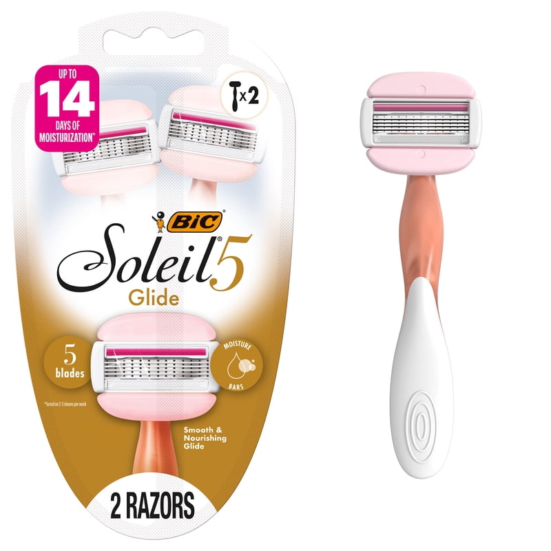 5-Blade Disposable Razors for Women with Soothing Moisture Bar, 2-Pack