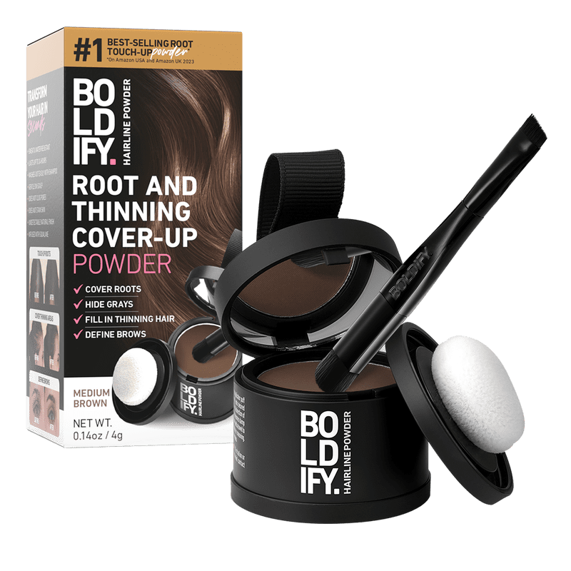 Root Touch Up Powder for Thinning Hair & Gray Coverage with Dual-Ended Brush