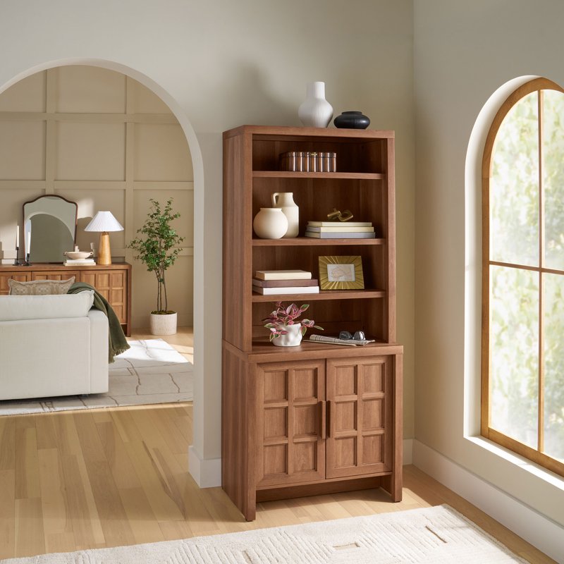 Mason Bookcase with Hutch - Brown Oak Finish
